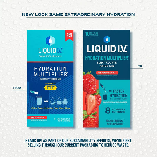 Liquid I.V. Hydration Multiplier – Strawberry Electrolyte Drink Mix Powder, 16-Serving Pack