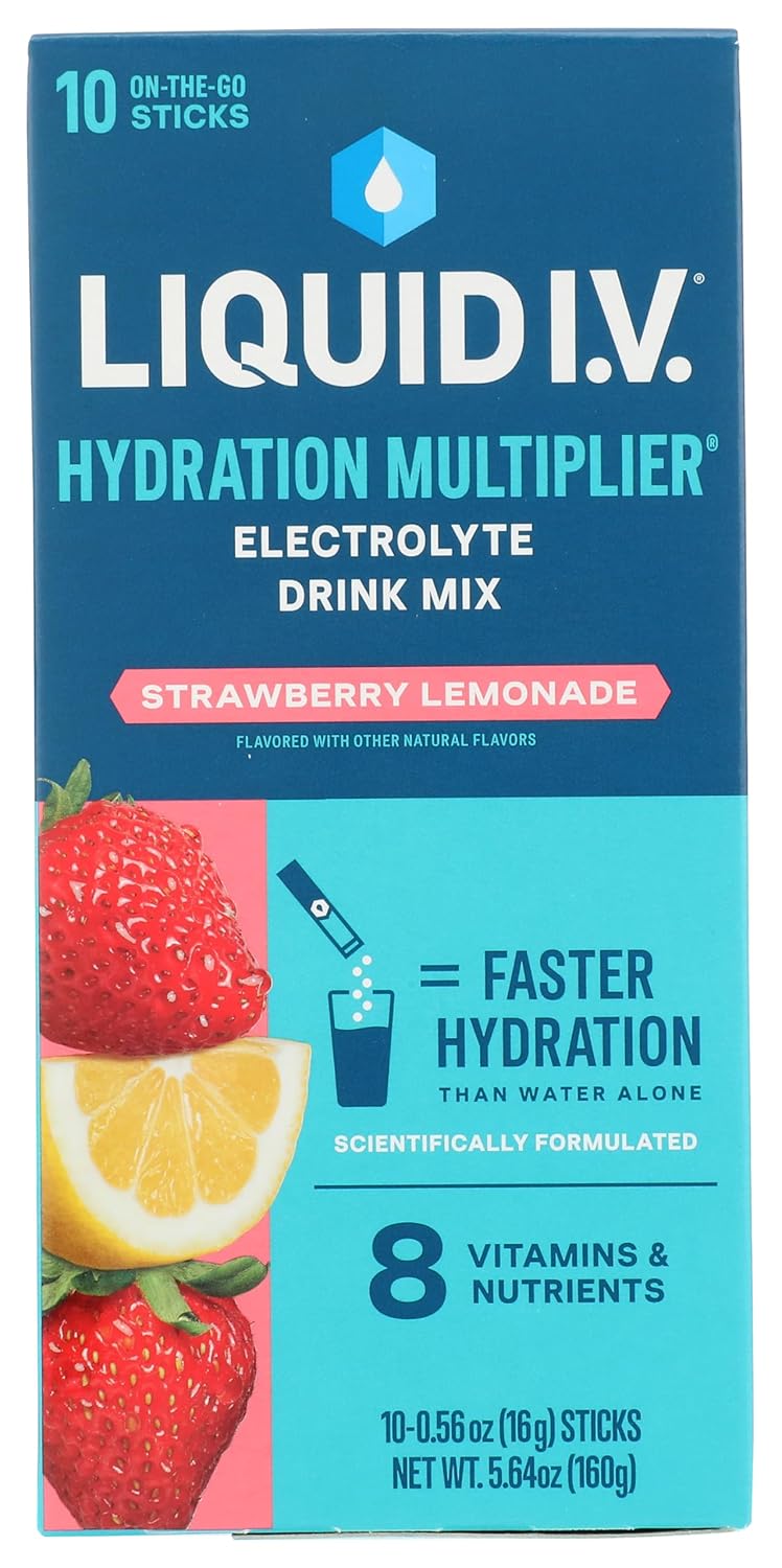 Liquid I.V. Hydration Multiplier Strawberry Lemonade, Electrolyte Powder Packets, 10 Count