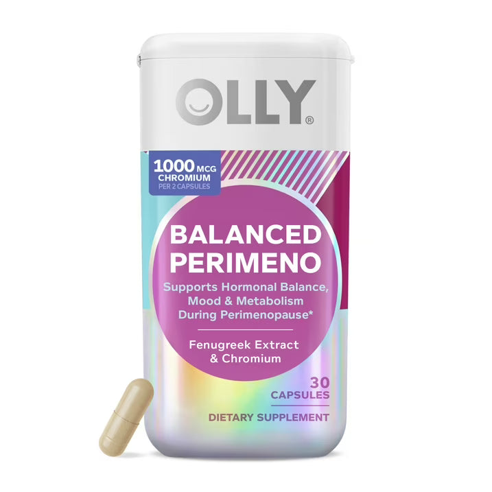 OLLY Balanced Perimeno Capsules, 30 Count | Fenugreek Extract & Chromium Supplement for Perimenopause Support