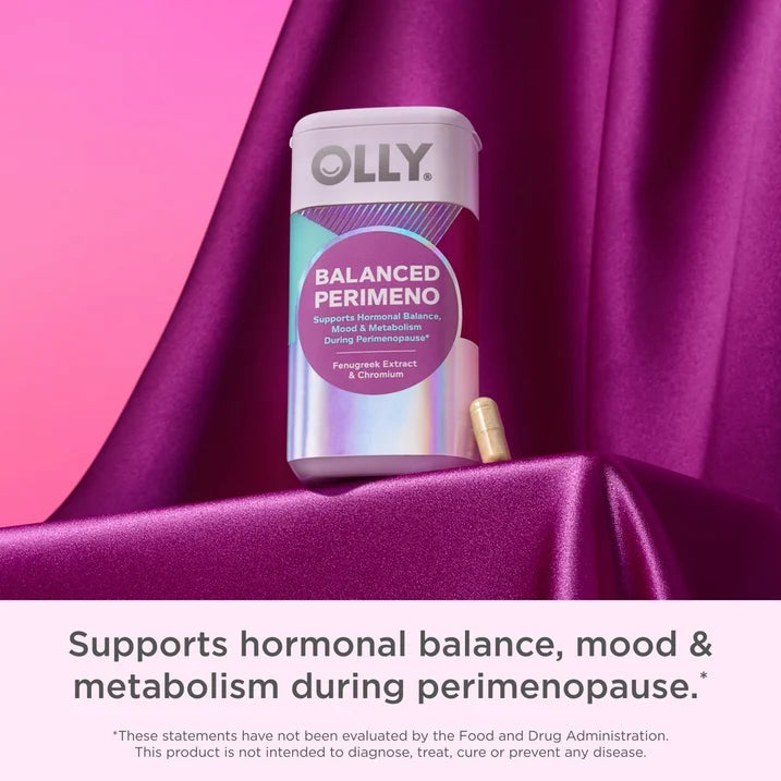 OLLY Balanced Perimeno Capsules, 30 Count | Fenugreek Extract & Chromium Supplement for Perimenopause Support