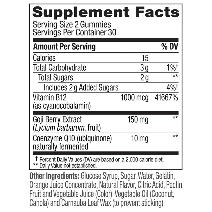 OLLY Extra Strength Daily Energy Gummies, 60 Count | 1000 mcg Vitamin B12 Supplement for Energy Support