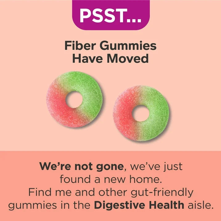 OLLY Fiber Gummy Rings, 50 Count | 5g Prebiotic Fiber with FOS for Digestive Support | Strawberry Watermelon Flavor
