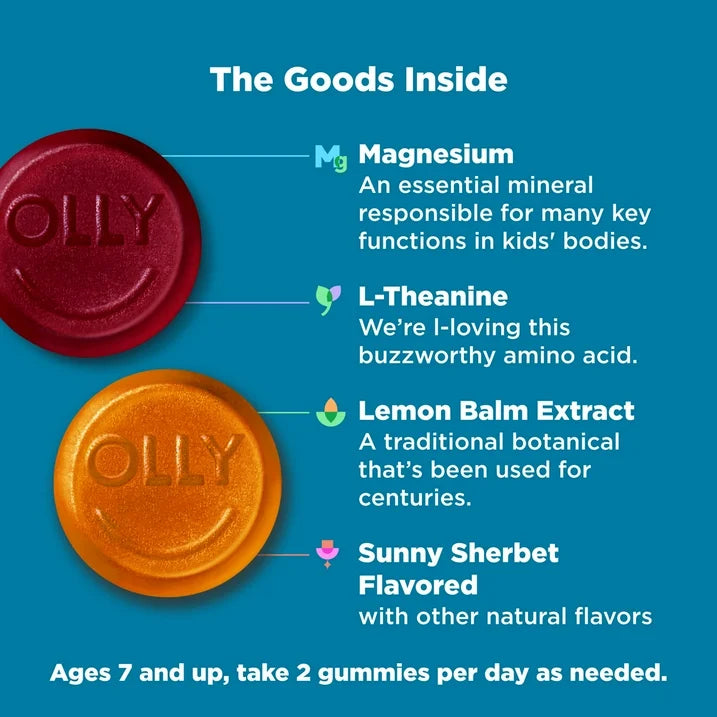 OLLY Kids Chillax Gummies, 50 Count | Magnesium & L-Theanine Supplement for Calm and Relaxation