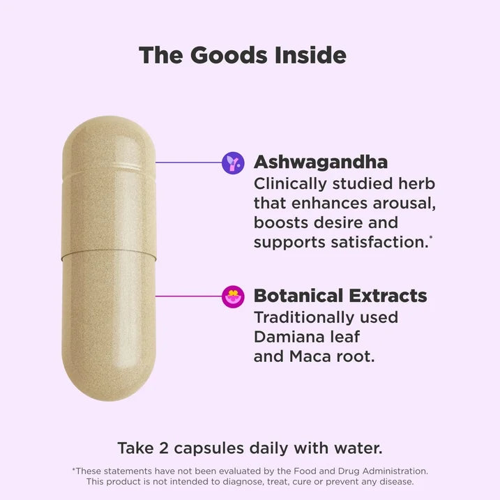 OLLY Lovin’ Libido Capsules, 40 Count | Ashwagandha & Damiana Supplement for Women’s Libido and Mood Support