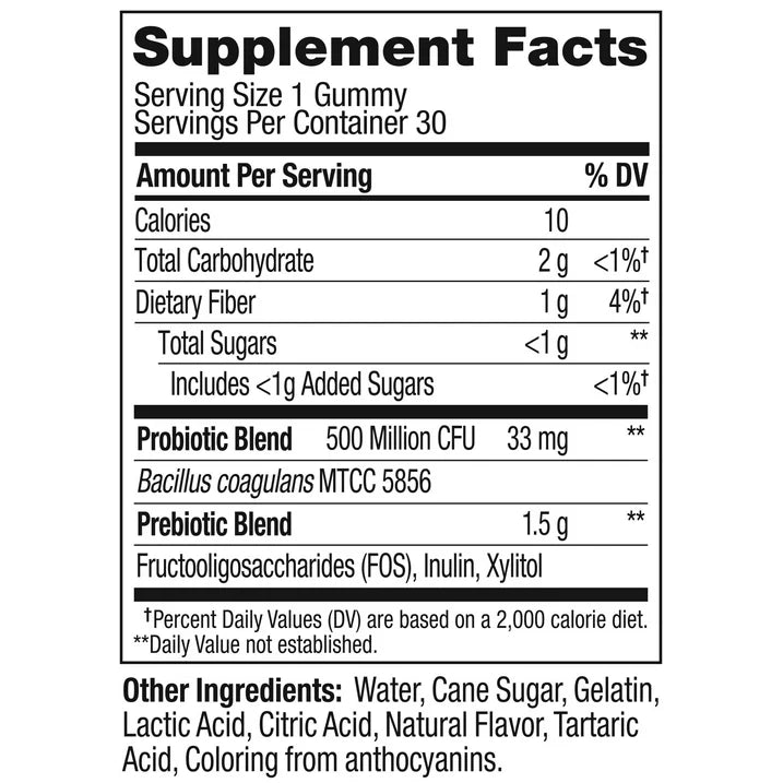 OLLY Probiotic + Prebiotic Fiber Gummies, 30 Count | Adult Digestive & Gut Health Supplement | Peach Flavor