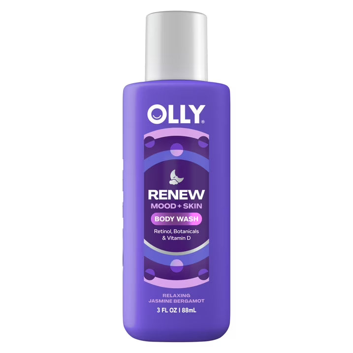 OLLY Renew Body Wash, 3 oz | Repairs Skin Barrier & Soothes Stress | Jasmine Bergamot Scent