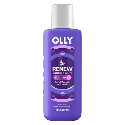 OLLY Renew Body Wash, 3 oz | Repairs Skin Barrier & Soothes Stress | Jasmine Bergamot Scent