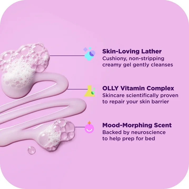OLLY Renew Body Wash, 3 oz | Repairs Skin Barrier & Soothes Stress | Jasmine Bergamot Scent
