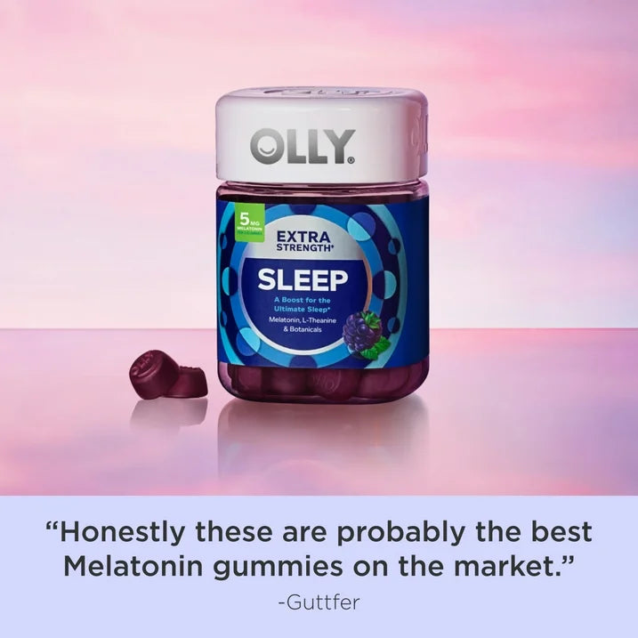 OLLY Extra Strength Sleep Gummies, 50 Count | 5 mg Melatonin for Enhanced Sleep Support | Blackberry Zen Flavor