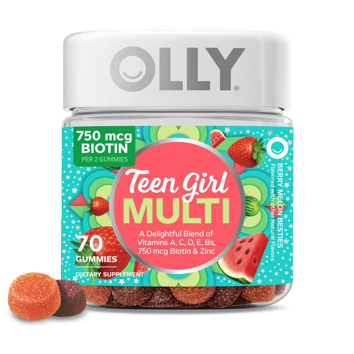 OLLY Teen Girl Multivitamin Gummies, 70 Count | Daily Wellness Support | Strawberry Melon Flavor
