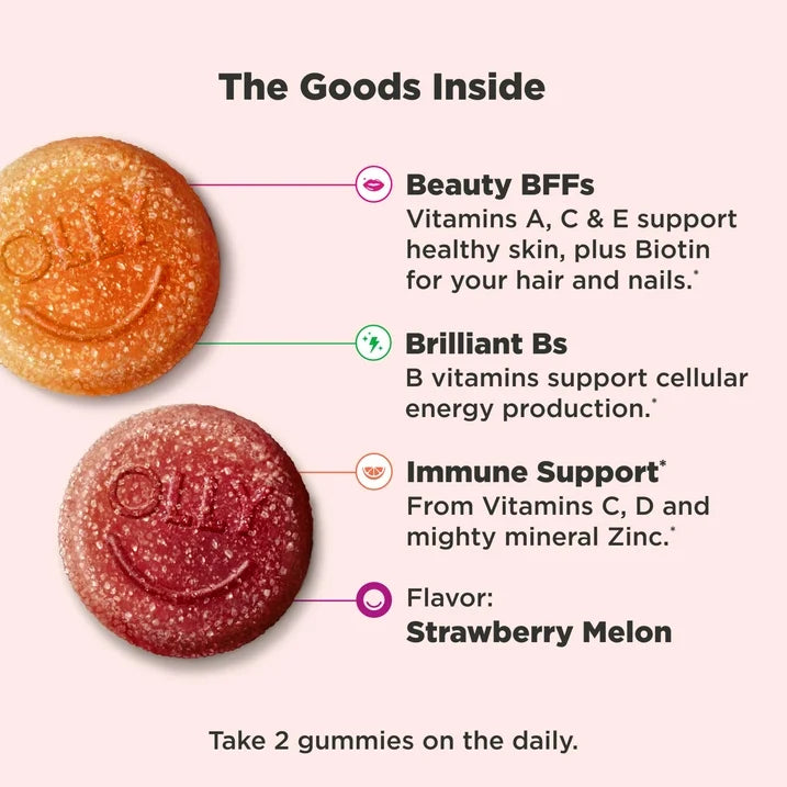 OLLY Teen Girl Multivitamin Gummies, 70 Count | Daily Wellness Support | Strawberry Melon Flavor