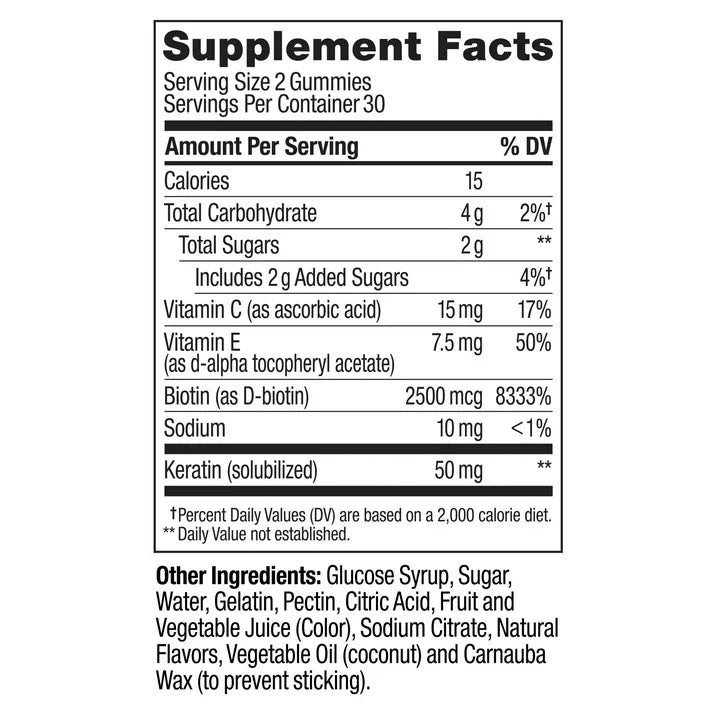 OLLY Undeniable Beauty Gummies, 60 Count | Biotin & Keratin Supplement for Healthy Hair, Skin & Nails