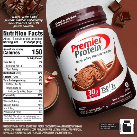 Premier Protein Chocolate Milkshake Whey Protein – 30 g Protein, 24.5 oz