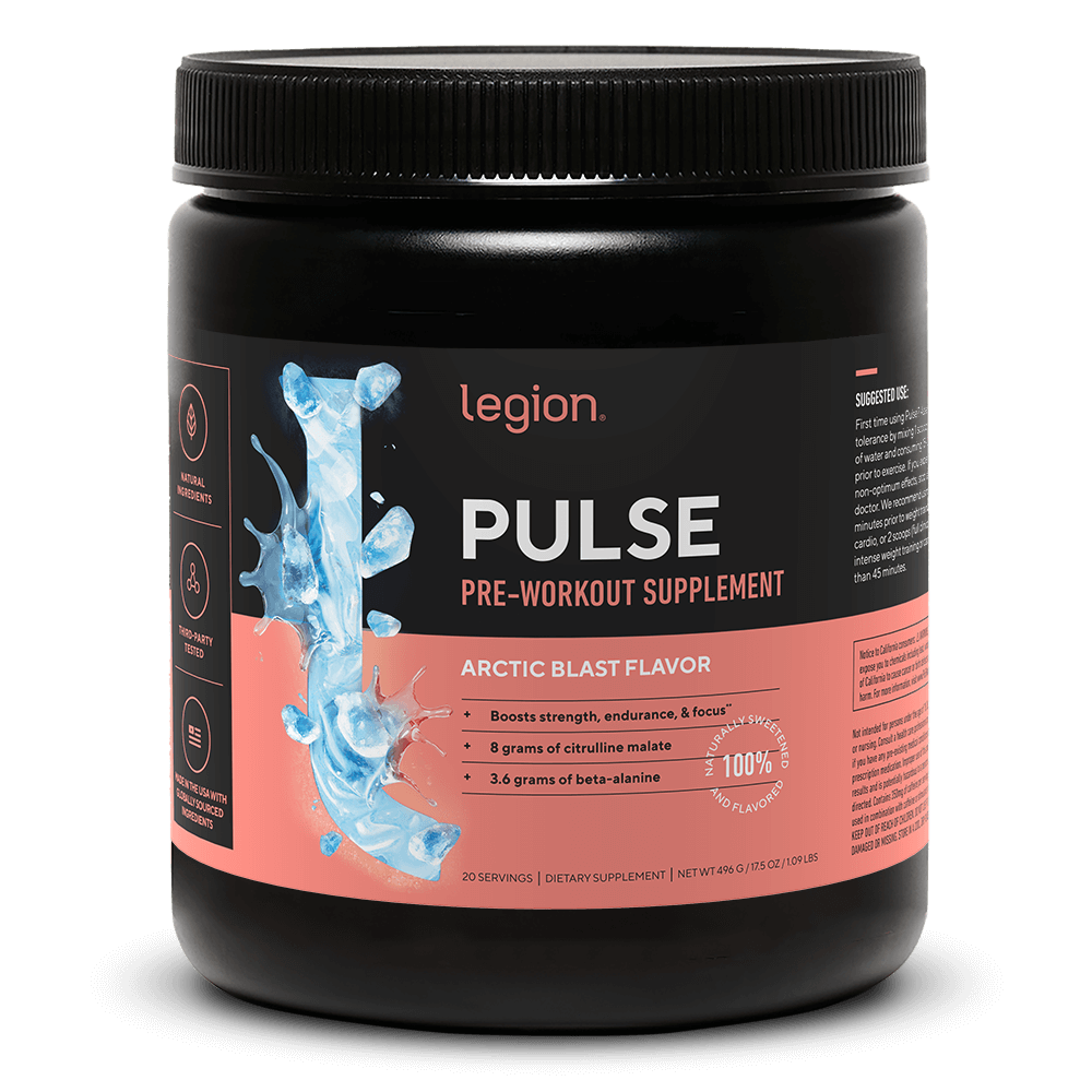 LEGION PULSE Pre Workout Drink – Arctic Blast Flavor | Caffeine Free, Stim Free Formula for Clean Energy, Focus & Endurance