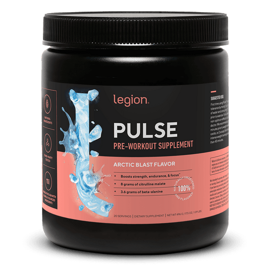 LEGION PULSE Pre-Workout Supplement – Arctic Blast Flavor | Caffeine-Free, Stim-Free Formula for Clean Energy, Focus & Endurance
