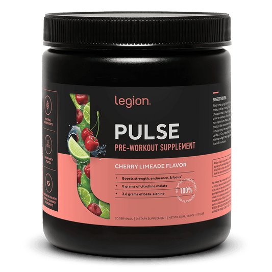 LEGION PULSE Pre-Workout Supplement – Cherry Limeade Flavor | Caffeine-Free, Stim-Free Formula for Clean Energy, Focus & Endurance