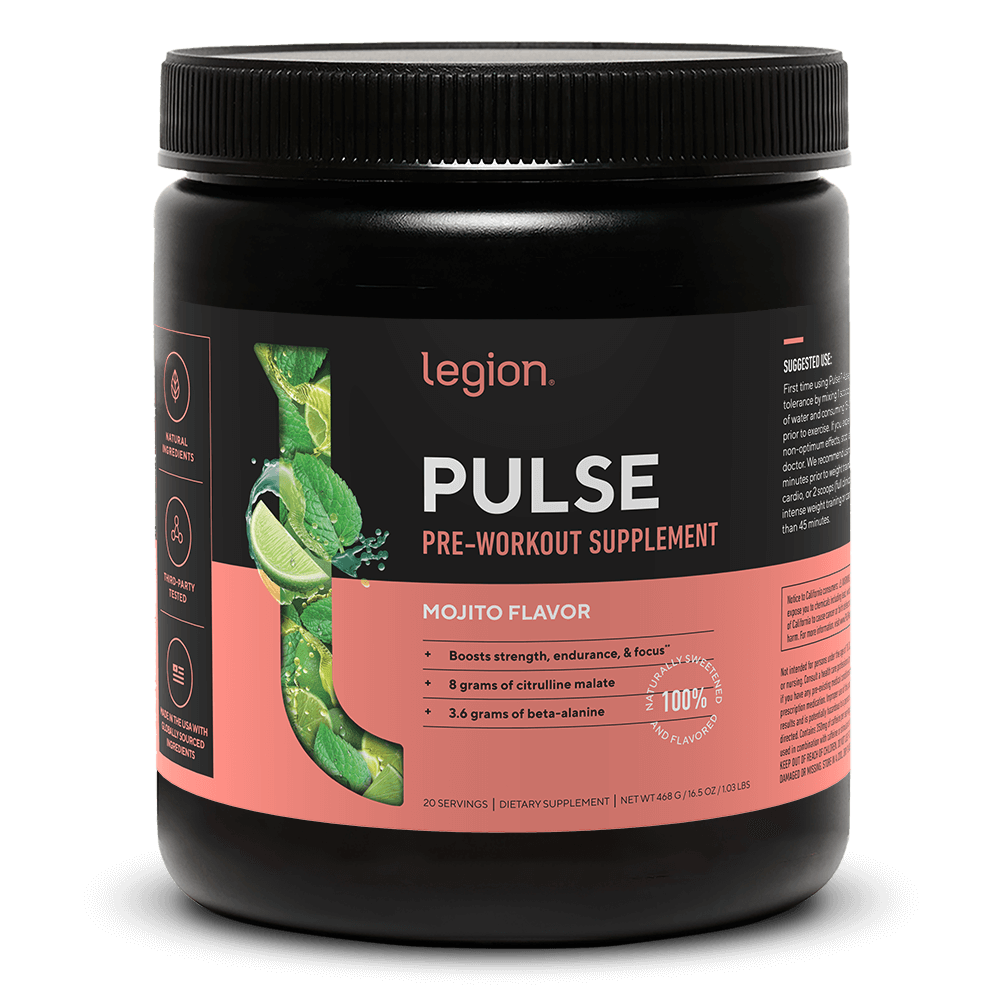 LEGION PULSE Pre Workout Drink – Mojito Flavor | Caffeine Free, Stim Free Formula for Clean Energy, Focus & Endurance