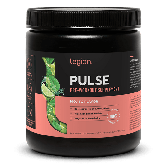 LEGION PULSE Pre-Workout Supplement – Mojito Flavor | Caffeine-Free, Stim-Free Formula for Clean Energy, Focus & Endurance