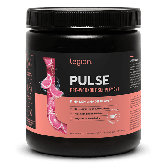LEGION PULSE Pre-Workout Supplement – Pink Lemonade Flavor | Caffeine-Free, Stim-Free Formula for Clean Energy, Focus & Endurance