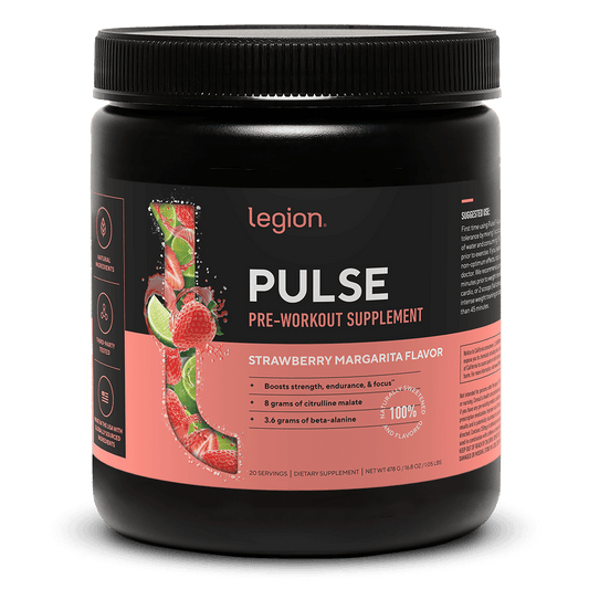 LEGION PULSE Pre-Workout Supplement – Strawberry Margarita Flavor | Caffeine-Free, Stim-Free Formula for Clean Energy, Focus & Endurance