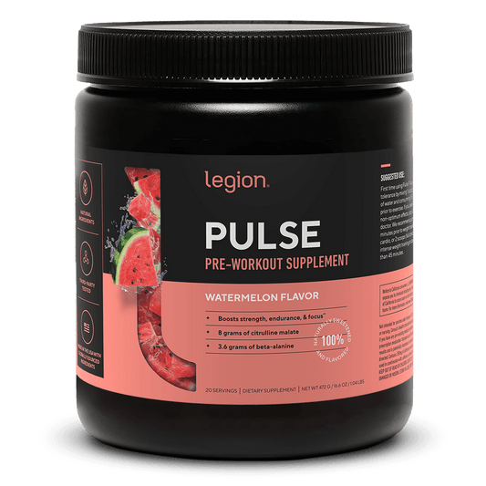 LEGION PULSE Pre-Workout Supplement – Watermelon Flavor | Caffeine-Free, Stim-Free Formula for Clean Energy, Focus & Endurance