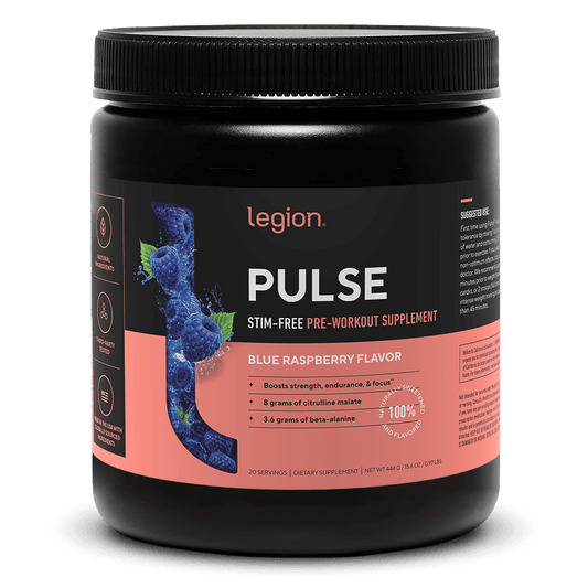LEGION PULSE | BLUE RASPBERRY | CAFFEINE FREE PRE-WORKOUT STIM FREE