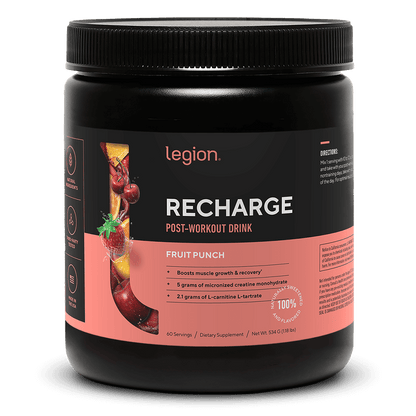 LEGION RECHARGE Post-Workout Supplement – Fruit Punch Flavor | Includes Creatine for Muscle Recovery, Strength & Endurance