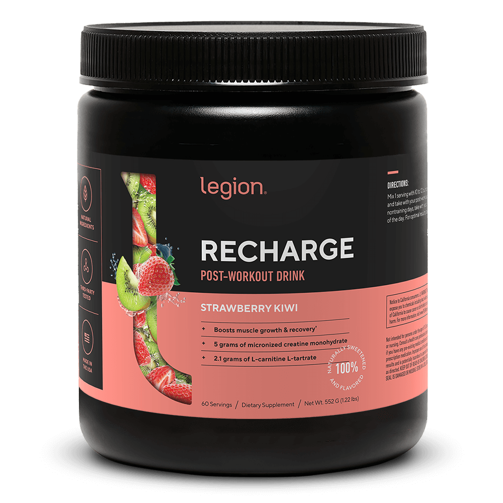 LEGION RECHARGE Post-Workout Supplement – Strawberry Kiwi Flavor | 60 Servings | Includes Creatine for Muscle Recovery, Strength & Endurance