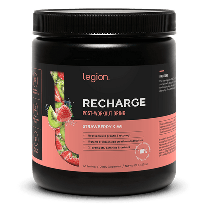 LEGION RECHARGE Post-Workout Supplement – Strawberry Kiwi Flavor | 60 Servings | Includes Creatine for Muscle Recovery, Strength & Endurance