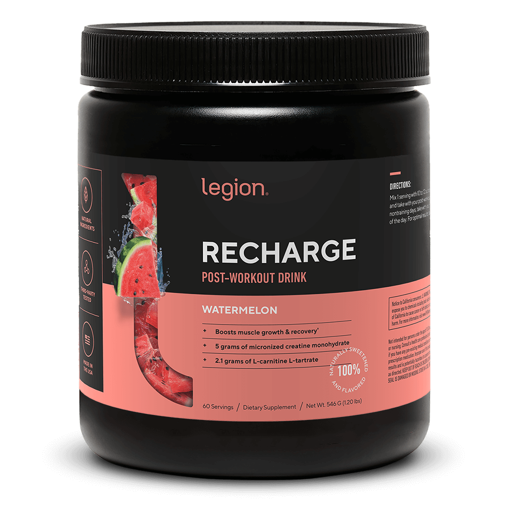 LEGION RECHARGE Post-Workout Supplement – Watermelon Flavor | Includes Creatine for Muscle Recovery, Strength & Endurance