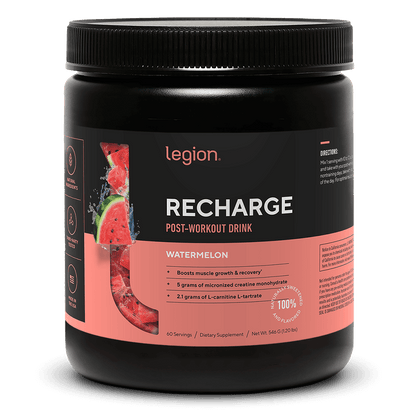 LEGION RECHARGE Post-Workout Supplement – Watermelon Flavor | Includes Creatine for Muscle Recovery, Strength & Endurance