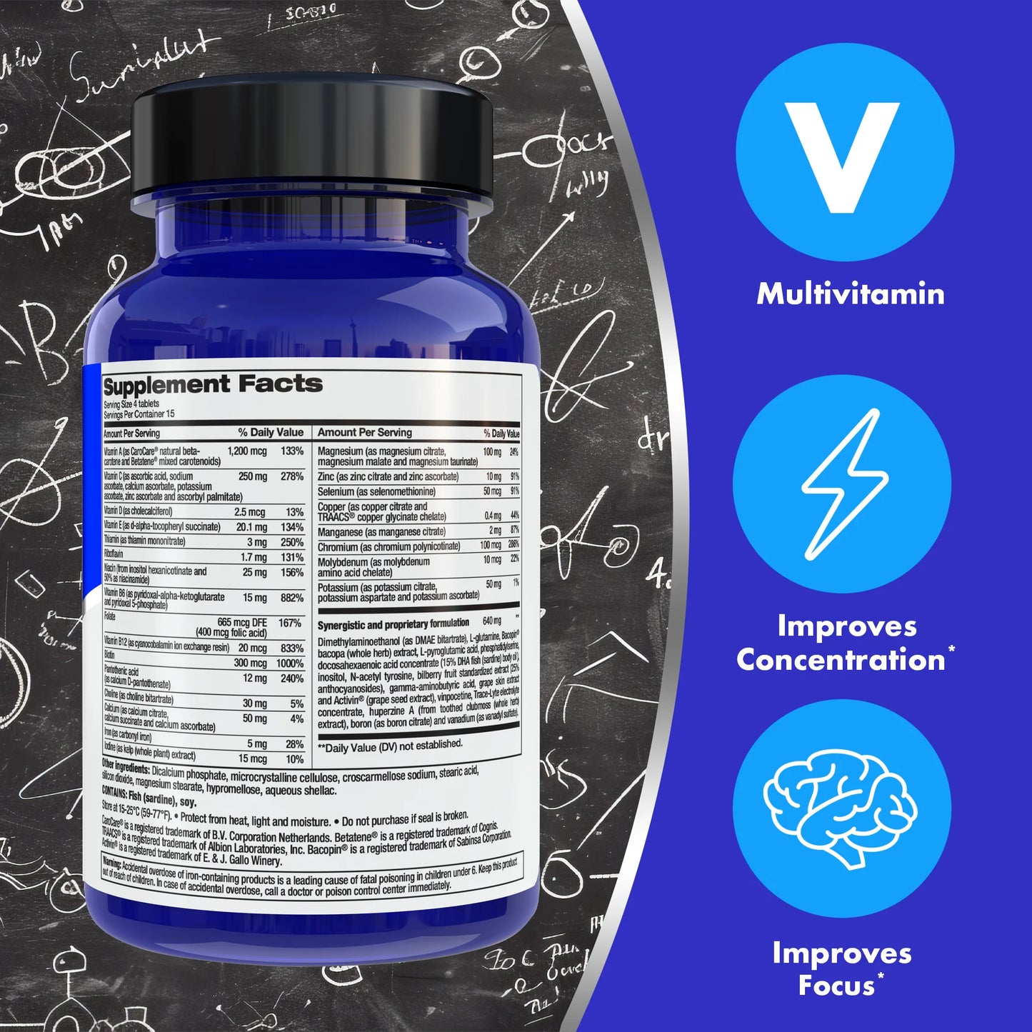 Focus Factor Original Brain Supplement – Memory & Concentration Support (60 Count)