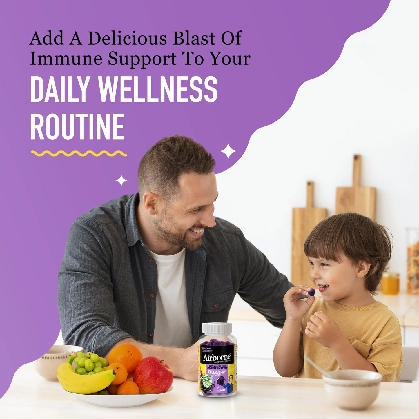 Airborne Immune Support Gummies – Vitamin C & Zinc Multivitamin (50ct Elderberry)